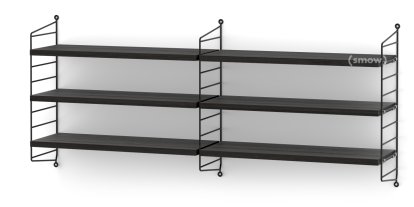 String System Shelf M, 20 cm, Black, Black ash veneer
