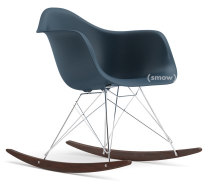 Eames Plastic Armchair RAR, Sea blue, Chrome-plated, Dark maple