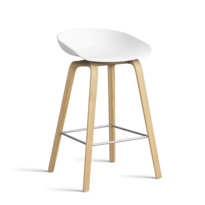 About A Stool AAS 32, Kitchen version: seat height 64 cm, Lacquered oak, White 2.0