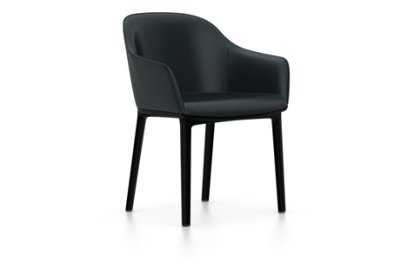 Softshell Armchair, Basic dark, Leather (Standard), Nero, Glides for carpets