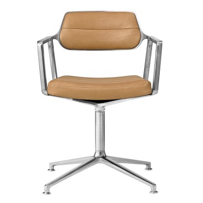 Swivel 453 Swivel Chair, Leather camel, Polished