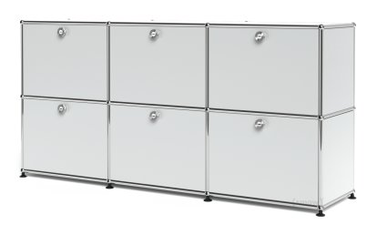 USM Haller Sideboard 50, Customizable, USM matte silver, With 3 drop-down doors, With 3 drop-down doors