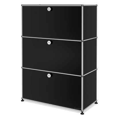 USM Haller Highboard M, Customizable, Graphite black RAL 9011, With drop-down door, With drop-down door, With drop-down door