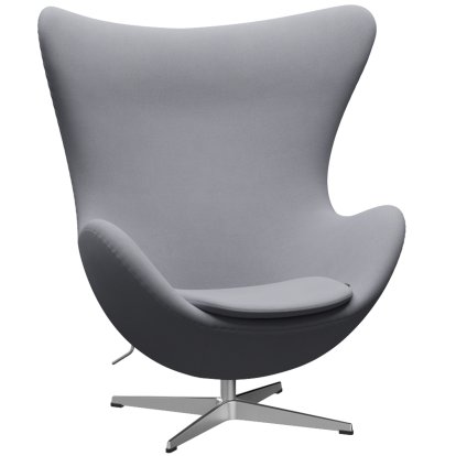 Egg Chair, Christianshavn, Christianshavn 1170 - Light Grey Uni, Satin polished aluminium, Without footstool