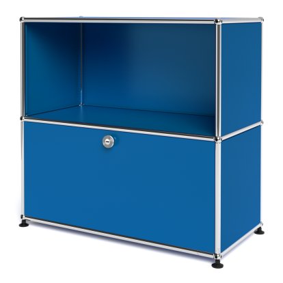 USM Haller Sideboard M, Customizable, Gentian blue RAL 5010, Open, With drop-down door