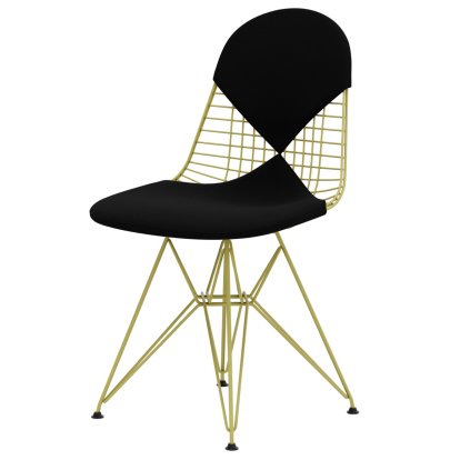 Wire Chair DKR , Powder-coated citron, Seat and backrest cushion (Bikini), Hopsak nero
