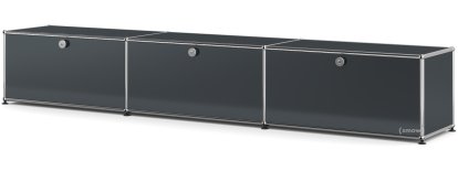 USM Haller Lowboard XL, Customizable, Anthracite RAL 7016, With 3 drop-down doors, 35 cm