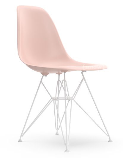 Eames Plastic Side Chair DSR, Pale rose, Without upholstery, Without upholstery, Standard version - 43 cm, Coated white