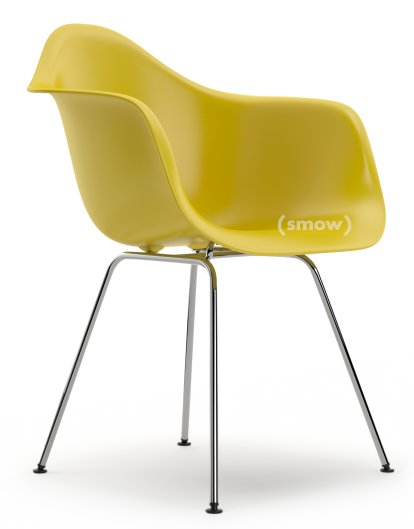 Eames Plastic Armchair DAX, Mustard, Without upholstery, Without upholstery, Standard version - 43 cm, Chrome-plated