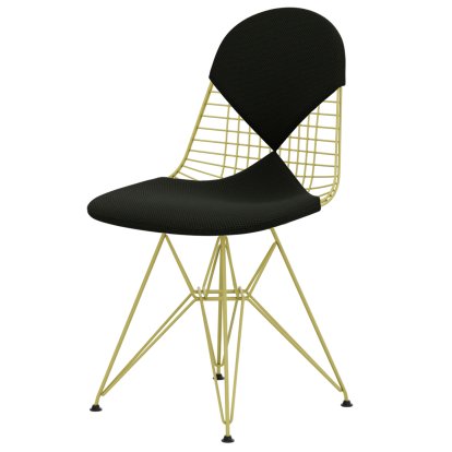 Wire Chair DKR , Powder-coated citron, Seat and backrest cushion (Bikini), Apollo forest / black