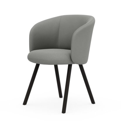 Mikado Armchair, Four-legged base, 4 legs, dark oak, Plano, Cream white / sierra grey, Glides for carpets