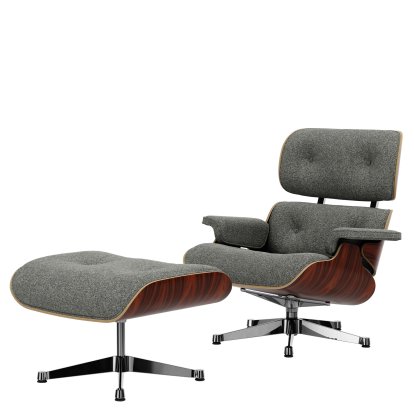 Eames Lounge Chair & Ottoman Nubia, Salt'n'pepper / Santos Palisander, natural 