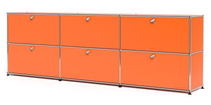 USM Haller Sideboard XL, Customizable, Pure orange RAL 2004, With 3 drop-down doors, With 3 drop-down doors