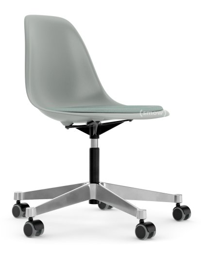 Eames Plastic Side Chair PSCC, Light grey, With seat upholstery, Ice blue / ivory