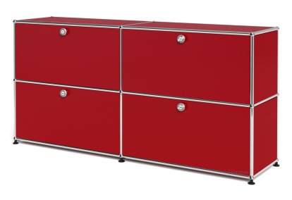 USM Haller Sideboard L, Customizable, USM ruby red, With 2 drop-down doors, With 2 drop-down doors