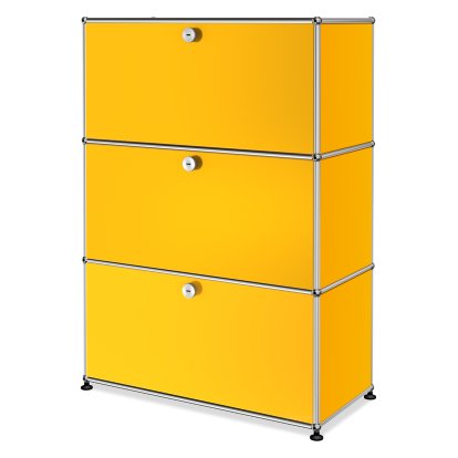 USM Haller Highboard M, Customizable, Golden yellow RAL 1004, With drop-down door, With drop-down door, With drop-down door