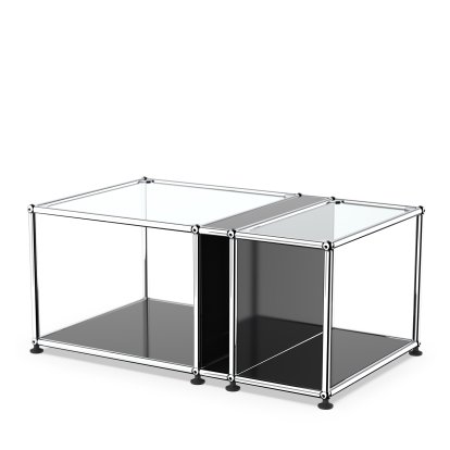USM Haller Side Table with Glass Top and Magazine Compartment, Graphite black RAL 9011