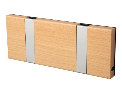 Knax, 2 hooks, Aluminium, Beech clear varnished
