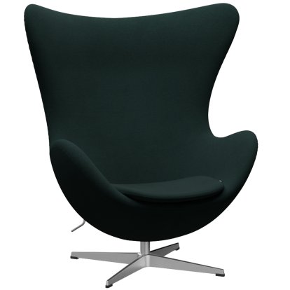 Egg Chair, Christianshavn, Christianshavn 1161 - Dark green, Satin polished aluminium, Without footstool