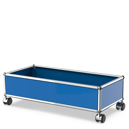 USM Haller Box with Castors, Gentian blue RAL 5010, Hard castors for carpets