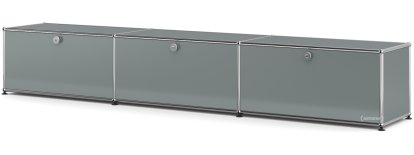 USM Haller Lowboard XL, Customizable, Mid grey RAL 7005, With 3 drop-down doors, 35 cm