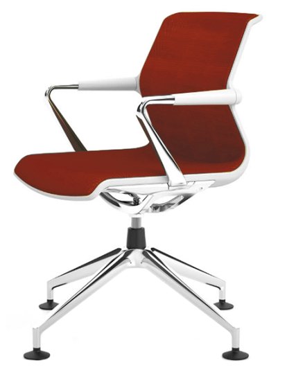 Unix Chair with Four Star Base, Silk Mesh brick, Soft grey