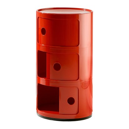 Componibili Container Round - 3 Compartments, Red
