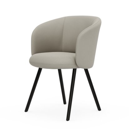 Mikado Armchair, Four-legged base, 4 legs, Aluminium powder coated basic dark, Plano, Parchment / cream white, Felt pads for hard floor surfaces