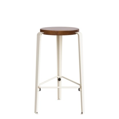 Lou Bar Stool, 66 cm, Tinted oak, Cream white