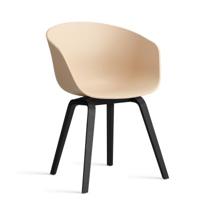 About A Chair AAC 22 Armchair, Pale peach 2.0, Black lacquered oak