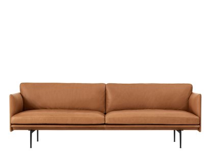 Outline Sofa, 3 Seater, Leather cognac, Aluminium, black