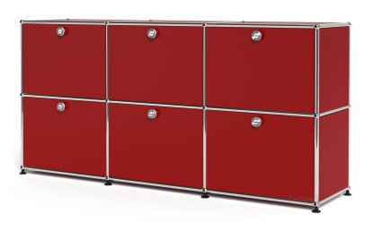 USM Haller Sideboard 50, Customizable, USM ruby red, With 3 drop-down doors, With 3 drop-down doors