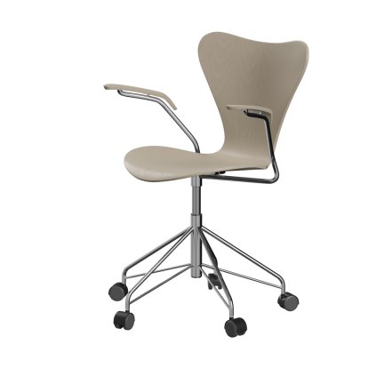 Series 7 Swivel Chair 3117/3217 New Colours, With armrests, Coloured ash, Light beige, Chrome