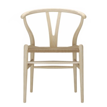 CH24 Wishbone Chair, White oiled ash, Nature mesh