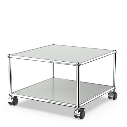USM Haller Side Table with Castors, Light grey RAL 7035, Soft castors for hard floor surfaces