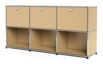 USM Haller Sideboard 50, Customizable, USM beige, With 3 drop-down doors, Open