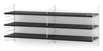 String System Shelf M, 30 cm, White, Black ash veneer