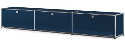 USM Haller Lowboard XL, Customizable, Steel blue RAL 5011, With 3 drop-down doors, 35 cm