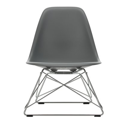 Eames Plastic Side Chair LSR, Granite grey, Without upholstery, Polished chrome
