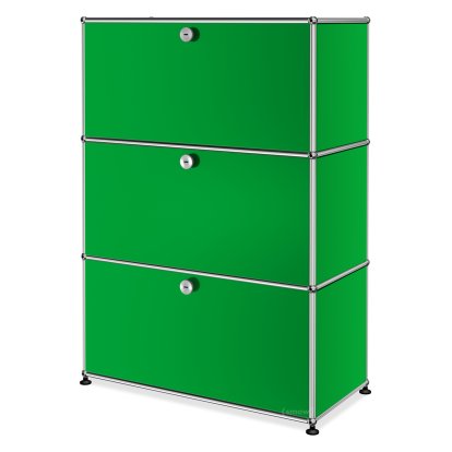 USM Haller Highboard M, Customizable, USM green, With drop-down door, With drop-down door, With drop-down door