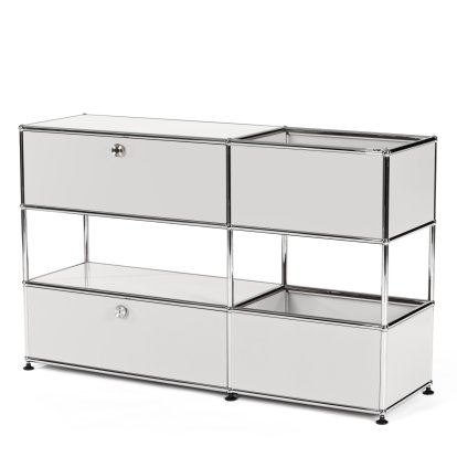 USM Haller Kids Sideboard M With Storage Boxes, Self-coloured, Light grey RAL 7035, With drop-down door