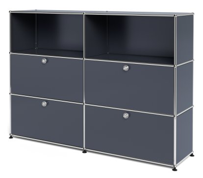 USM Haller Highboard L with 4 Drop-down Doors, Anthracite RAL 7016