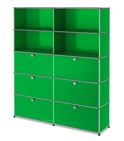 USM Haller Storage Unit L, Customizable, USM green, Open, With 2 drop-down doors, With 2 drop-down doors, With 2 extension doors