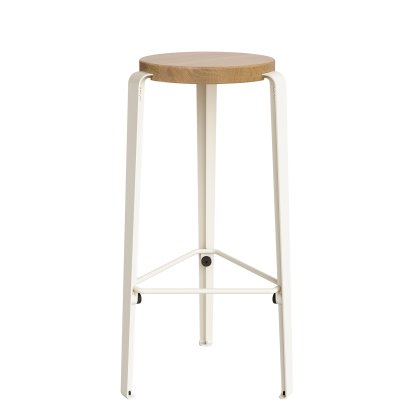 Lou Bar Stool, 76 cm, Solid oak, Cream white