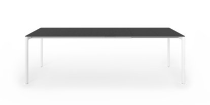 Maki Dining Table, L 166-246 x W 80 cm, Laminate black, Aluminium with white lacquer