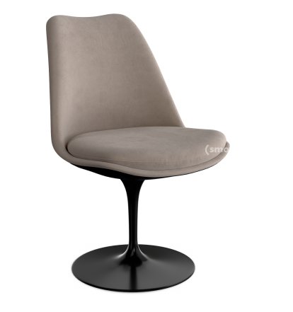 Saarinen Tulip Chair, Static, Upholstered inner shell and seat cushion, Black, Beige (Eva 177)