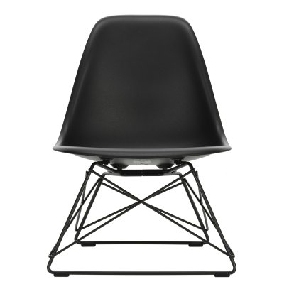 Eames Plastic Side Chair LSR, Deep black, Without upholstery, Powder-coated basic dark
