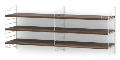 String System Shelf M, 30 cm, White, Walnut veneer