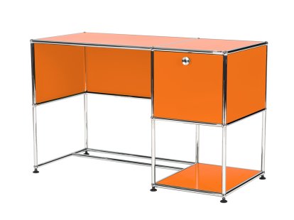 USM Haller Home Office Desk, Pure orange RAL 2004, With cable entry hole, bottom left