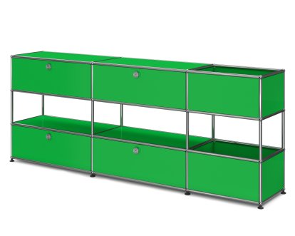 USM Haller Kids Sideboard L with storage boxes, Self-coloured, USM green, With drop-down doors